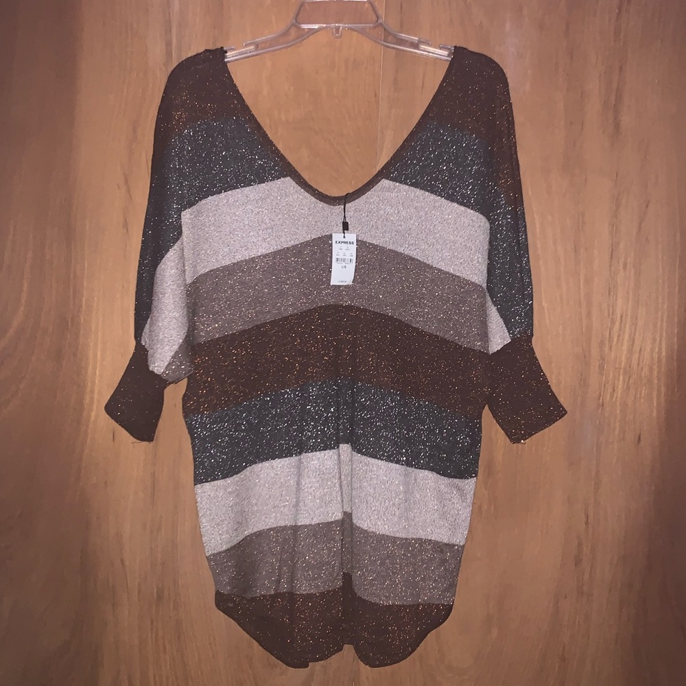 Brand New Express Metallic Lightweight Sweater
